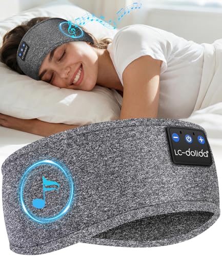LC-dolida Auriculares para dormir con auriculares Bluetooth, más de 15 horas de reproducción, ultra suaves, con altavoces HiFi, diadema ligera para dormir, viajes, meditación, yoga, audiolibros