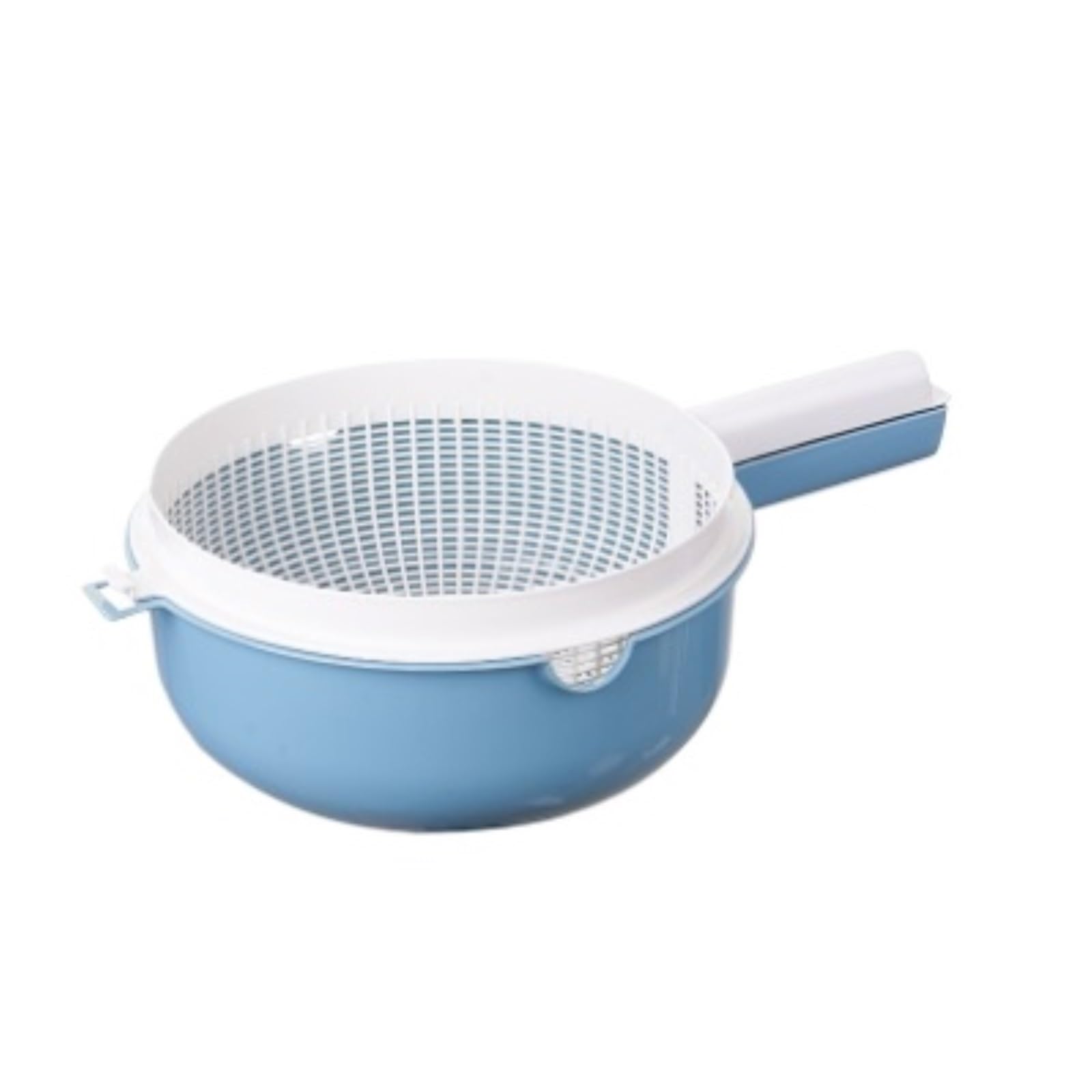 Sitko Kuchenne Kosz Spustowy Samoopróżniający Się Sitko Do Owoców Odpływowy Durszlak Narzędzia Kuchenne Łyżka Do Odcedzania(Blue)