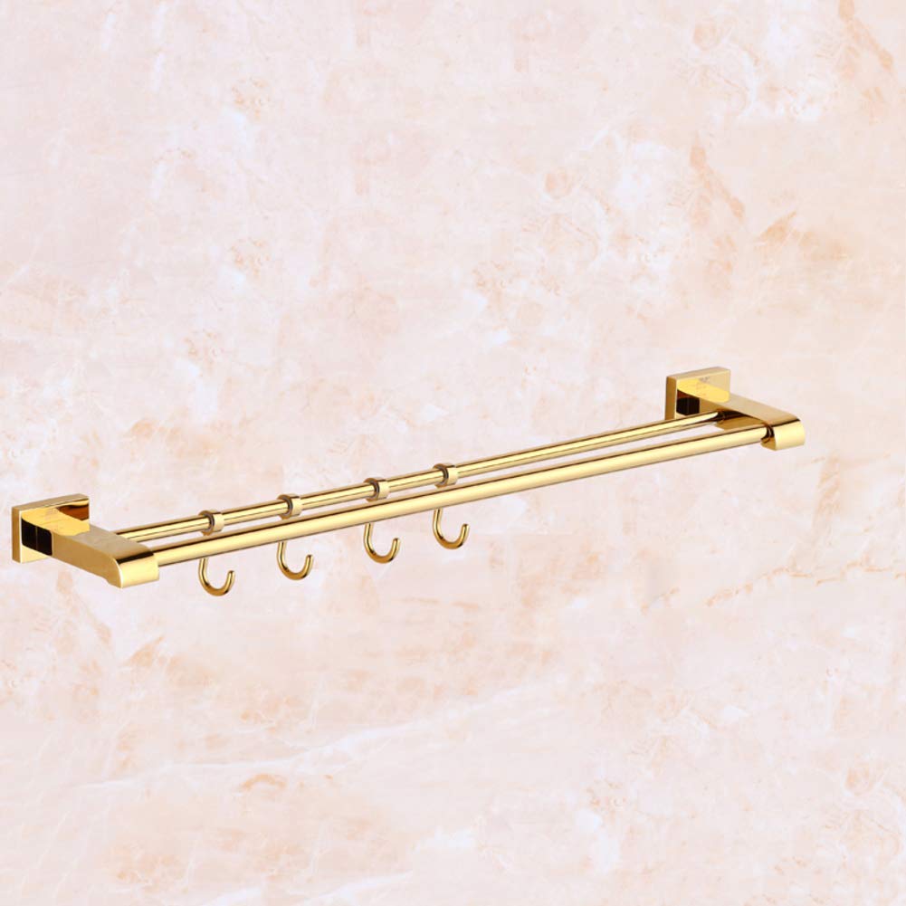 Porte-serviettes double pôle doré contre la rouille en salle de bain