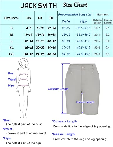 Jack Smith Women Bermuda Golf Shorts Knee Length Quick Dry Active Long Shorts For Hiking Outdoor Travel Summer Shorts Grey M #TOP3