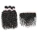 Wenyu Brazilian Virgin Water Wave Human Hair 3 Bundles with 13x4 Ear to Ear Lace Frontal, Natural Black, Wavy, Modern, Clip & Weave Installation, Black Color