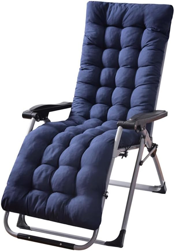 Patio Chaise Lounger Cushion, Lounge Chair Recliners Chair Cushions, Rocking Chair Sofa Cushion with 6 Ties,Thick Padded Swing Bench Cushion，61x18.89x3.14in (Navy Blue)