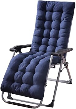 Patio Chaise Lounger Cushion, Lounge Chair Recliners Chair Cushions, Rocking Chair Sofa Cushion with 6 Ties,Thick Padded Swing Bench Cushion,61x18.89x3.14in Navy Blue