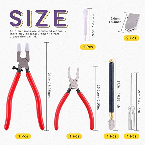 Swpeet 9Pcs Glass Cutter Tool Kit, Breaker Grozer Pliers And Curve Jaw Glass Running Pliers Kit With Rubber Tips, Pencil Oil Feed Carbide Tip Glass Cutter, 2Pcs Blades With Oil Dropper And Screwdrive #TOP1