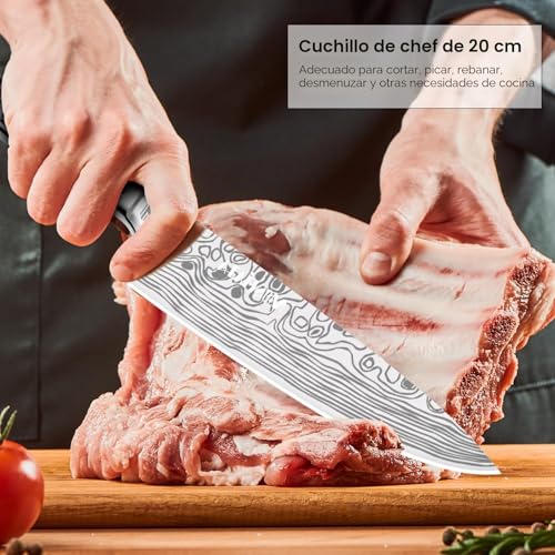 Miniatura 5 de Mosfiata Juego De Cuchillos Con Bolsa, Set Cuchillos Cocina Profesional Con Funda, Afilador Y Estuche