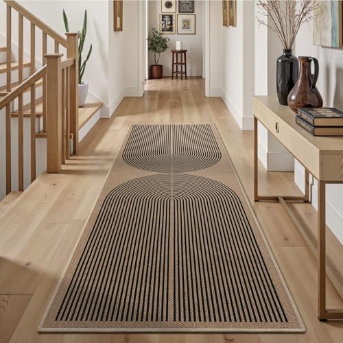 Tuocal Lang Läufer Flur 80x200cm, Jute Aussehen KüchenTeppich rutschfest Waschbar Teppichläufer, Küchenläufer, Flur Teppich für Küche Korridor Schlafzimmer Waschküche