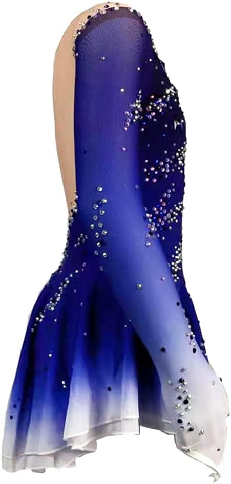 LIUHUO Figure Skating Dress Girls Blue Gradient Performance Ice Skating Dress