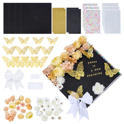 Décorations Florales Orange pour Chapeau de Remise de Diplôme | Kit DIY complet