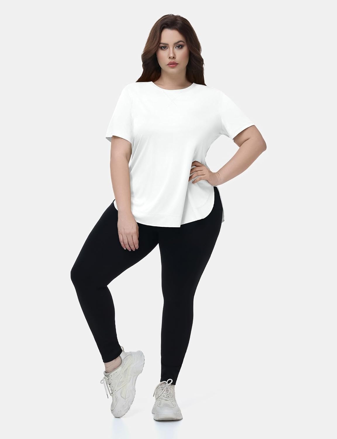 baleaf Plus Size Workout Tops for Women Short Sleeve Loose Fit Shirts Crew Neck Quick Dry UPF50+ Athletic Gym Yoga - Image 3