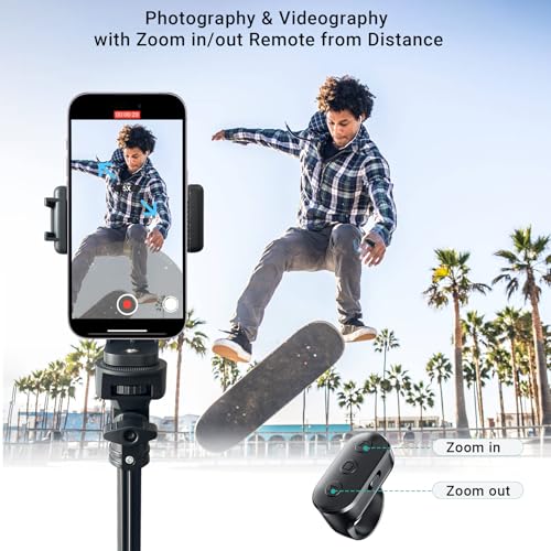 Phone Tripod Stand with Remote Zoom for Video Recording, Vlog Metal Selfie Stick Tripod for iPhone with Wireless Camera Shutter, Travel Extendable Phone Holder - Image 3