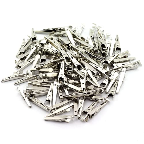 TOTOT 100PCS Alligator Clips Test Crocodile Clamps 28mm Silver Tone