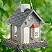 North States Village Collection Bayside Cottage Birdfeeder: Easy Fill and Clean. Squirrel Proof Hanging Cable included, or Pole Mount Large, 5 pound Seed Capacity (9.5 x 10.25 x 11, Gray)