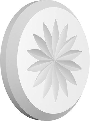Ekena Millwork ROSP040X040X050GRY10 Roseta de flores Grayson estándar con borde biselado, 4 pulgadas de ancho x 4 pulgadas de alto x 12 "P