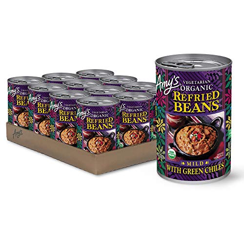Amy's Organic Refried Beans, Mild with Green Chiles, 15.4 Ounce (Pack of 12)