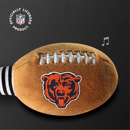 Image of Chicago Bears Plush Football Rattle by Smilo - Officially Licensed NFL Baby Rattle Toy - Soft Baby Rattle with Bell - for Babies and Toddlers from 3 Months