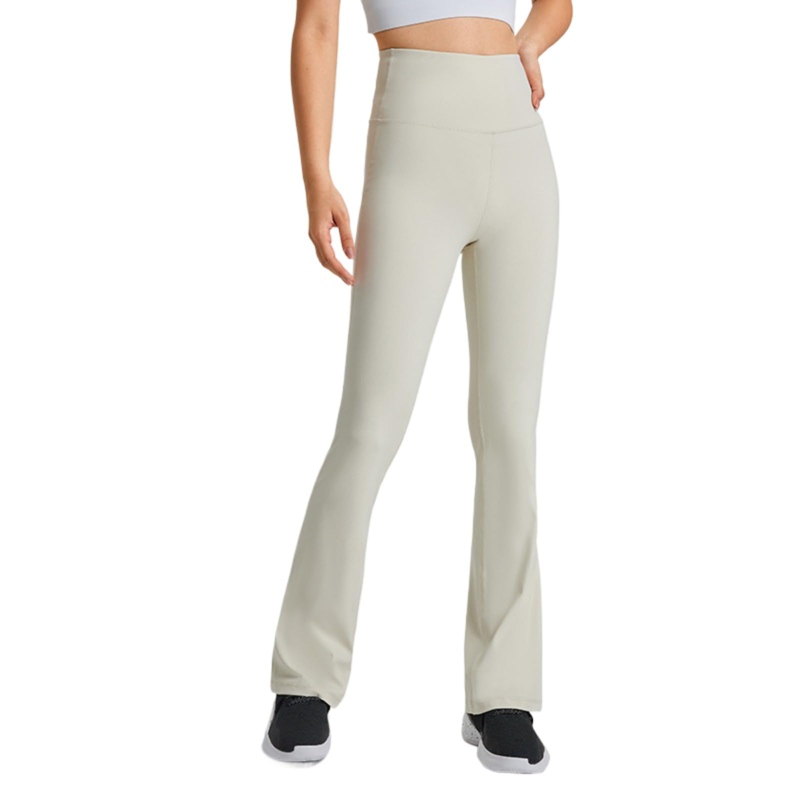KIRYU Rozkloszowane legginsy dla kobiet, eleganckie spodnie do jogi z wysokim stanem, rozciągliwe w 4 kierunkach, odzież rekreacyjna, biały, S