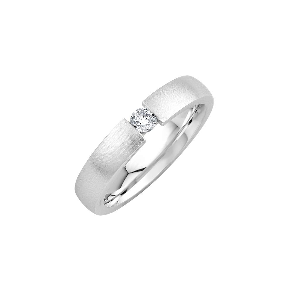 Emilia Damen Ring Verlobungsring Antragsring 925 Silber *handgefasster Stein* Weißgold Platin Optik mit Gravur
