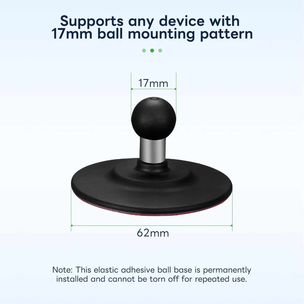 Base Adesiva FANAUE A Sfera 17 Mm Per Supporto GPS Garmin – Flessibile, 3M VHB, Per Cruscotto - 2