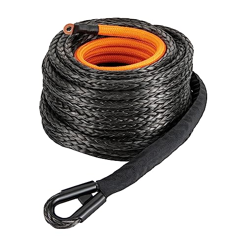 Josbuynls Synthetic Winch Rope Cable Kit,1/2in x 92ft 31500Lbs Winch Cable Line with Protective Sleeve for Car Tow Recovery,4WD Off Road Vehicle Truck SUV (Black)