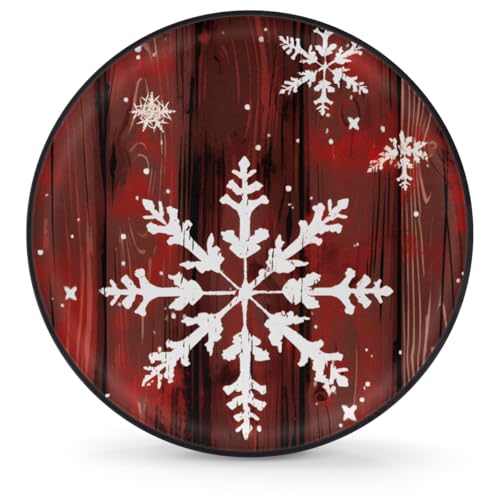 Image of Spare Tire Covers for Trailers, RV Spare Tire Cover, 17in Weatherproof Campers Tire Covers Protectors, Camping Trailer Accessories Universal Fit for Trucks Vehicle, Christmas Snowflake Vintage