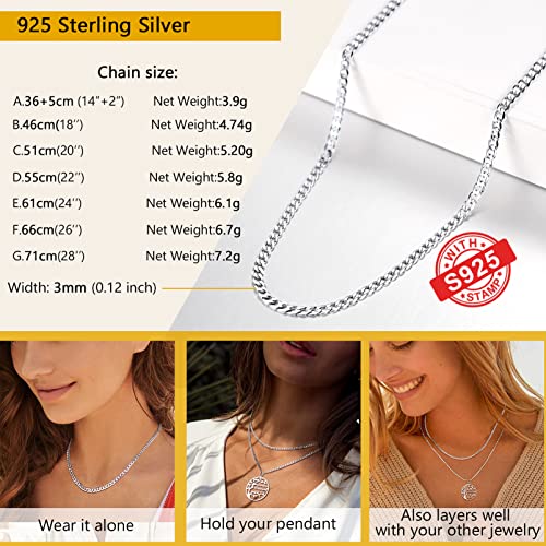 Prosteel 925 Sterling Silver Cuban Chain Necklaces For Women Boys Aesthetic Jewelry Delicate Thick Silver Chains 20 Inch Womens Necklace #TOP5
