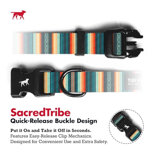 Image of Tuff Pupper Premium Adjustable Dog Collar for Small Boy & Girl Dogs, Stylish Pattern Collars Designed in USA, Quick Release Buckle, SacredTribe Print, Small (0.7 Inch Wide x 8-12 Inch Neck)