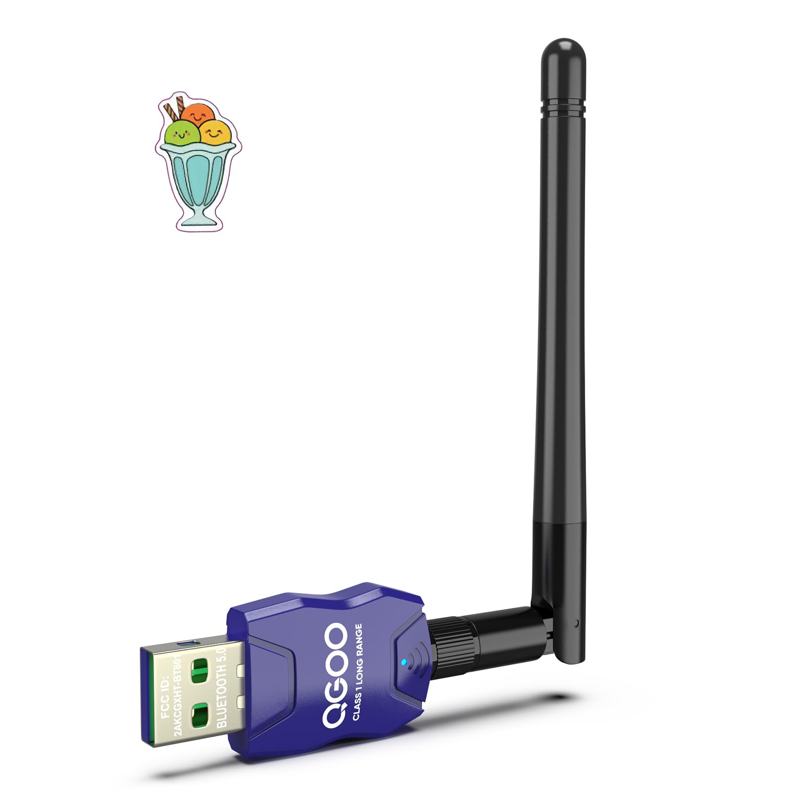 Class 1 Long Range Bluetooth Adapter for PC, QGOO USB Bluetooth Adapter for PC 5.3+EDR, Bluetooth Dongle Bluetooth Receiver Support Windows10/8.1/8/7?blue-115?