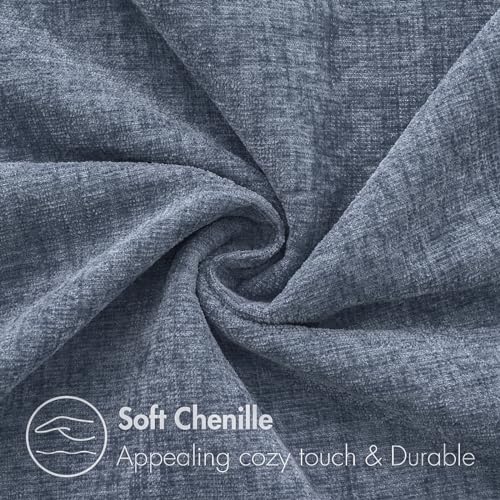 Image of MIULEE Pack of 2 Couch Throw Pillow Covers 20x20 Inch Soft Dark Grey Blue Chenille Pillow Covers for Sofa Living Room Solid Dyed Pillow Cases