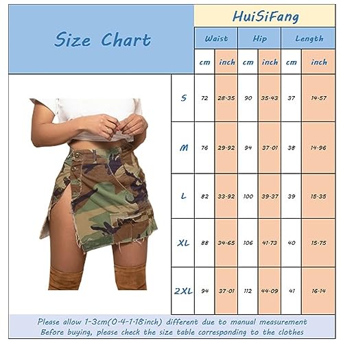 Women's Camo Cargo Mini Skirt Sexy High Slit Vintage Design Distressed Streetwear Skirts #TOP5