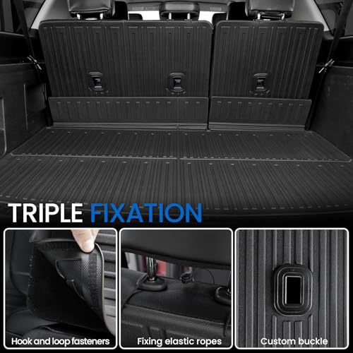 Image of Cargo Mat Backrest Mats for 2018-2024 Ford Expedition Max 7 /8 Seats, All Weather TPE Trunk Mat Cargo Liner Accessories (Cargo Mat+3rd Row Backrest Mats)