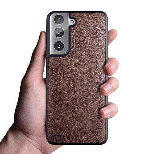 Coque Samsung S21 5G premium en cuir PU rétro de haute qualité coloris café