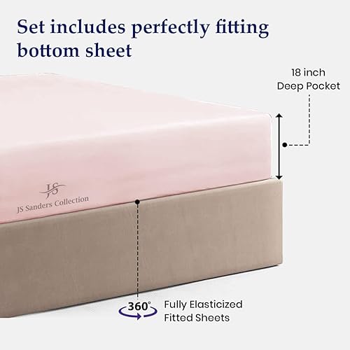 Miniatura 6 de CASA LINEN Juego de sábanas de 4 piezas 100% algodón egipcio de 1000 hilos, juego de sábanas de lujo de calidad hotelera, acabado italiano, sábanas