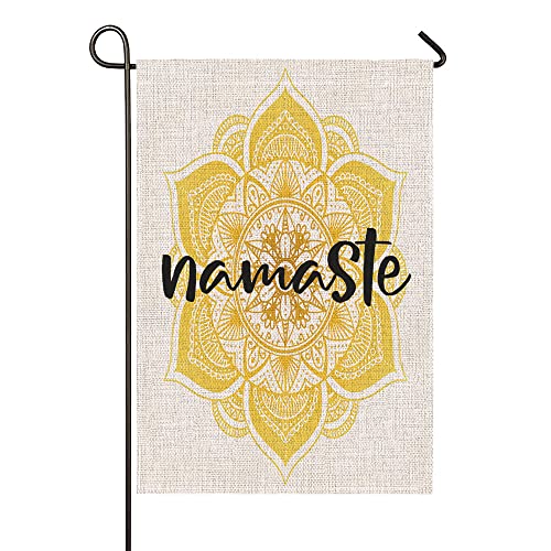 Zaueky Garden Flag Yellow Flower Small Yard Flag 12X18 Inch Fade Resistant Double Sided Vertical Great For Holiday Outdoor Decoration Word Namaste Court Luxury Golden Flowers