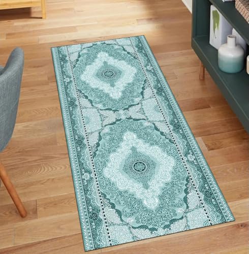 Alfombra pasillo de cocina cian 90x200 cm rectangular y lavable 2