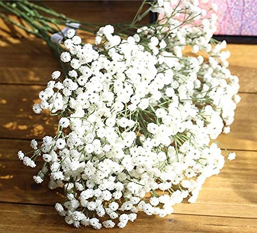Boho & Bramble Babys Breath Artificial Flowers Gypsophila, Real Touch Life-Like, Wedding Home Christmas Diy Arrangement Bouquet Decor Home Garden, 4 Pcs, Long Stem, White,24.5 Inches Long #TOP3