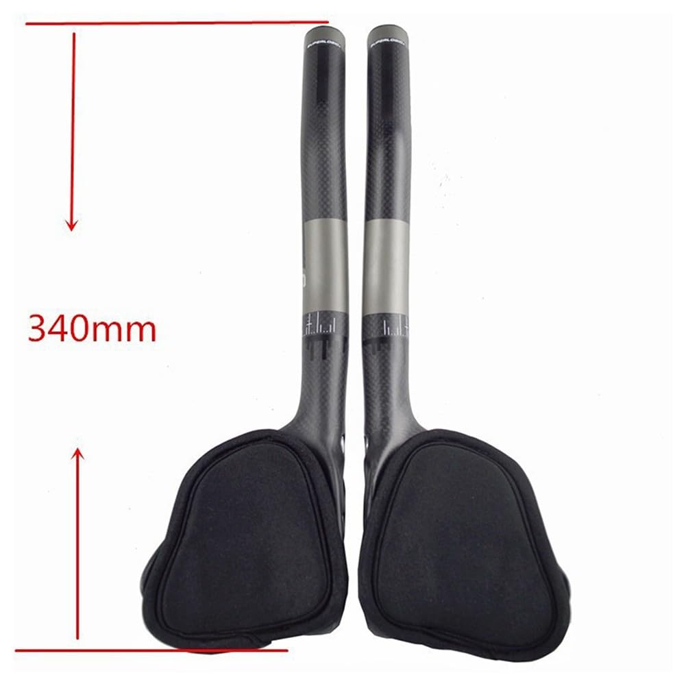T800 Carbon Fiber Lenkeraufsatz für Triathlon & TT-Rennräder, 31,8 mm Klemme, 340 mm Länge, 3K Matt, Leicht & Stoßfest mit Schaumstoffpolsterung für Langstreckenfahrten, Paar