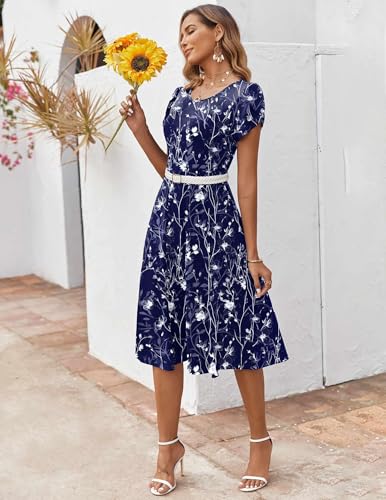 Image of ZEAGOO Womens Casual Dresses for Summer Short Sleeve Flare Midi Dress Loose Flowy Beach Sundress