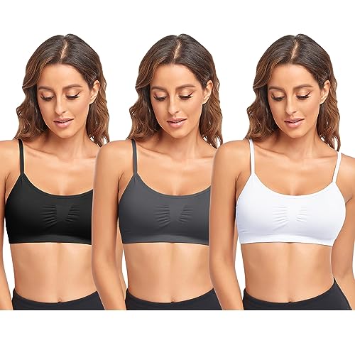 Image of Litthing Bralettes Padded for Women Cami Strap Bra Seamless Sportsbra Wireless Comfort Yoga Lightly T-Shirt Tank Tops
