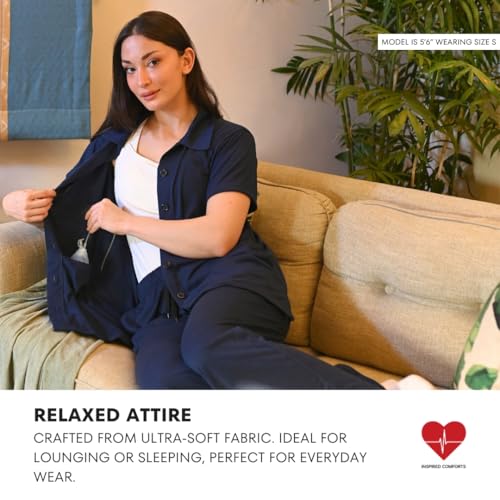 Image of Inspired Comforts Post Surgery Mastectomy Recovery Pajamas Set with Internal Drainage Pockets