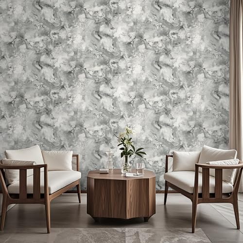 Tarwanear Marble Silver Grey Wallpaper Metallic Swirls Silver Wallpaper Abstract Art Glitter Textured Wall Paper Feature Metallic Marble Effect Wallpapers for Living Room Bedroom Hallway