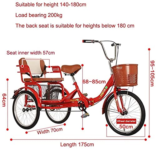 Triciclo para adultos, triciclos para compras y viajes, bicicleta de 3 ruedas para mayores con asiento trasero y canasto grande para compras, frenos duales y horquilla delantera amortiguada miniatura 2