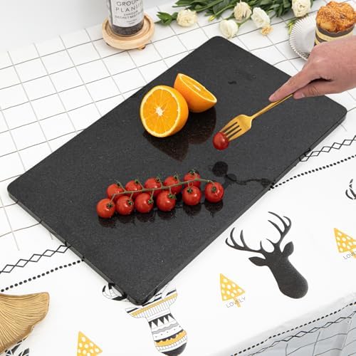 Lovdeco Marble Cutting Board, Pastry Board For Kitchen, Large Black Marble Slab Gift