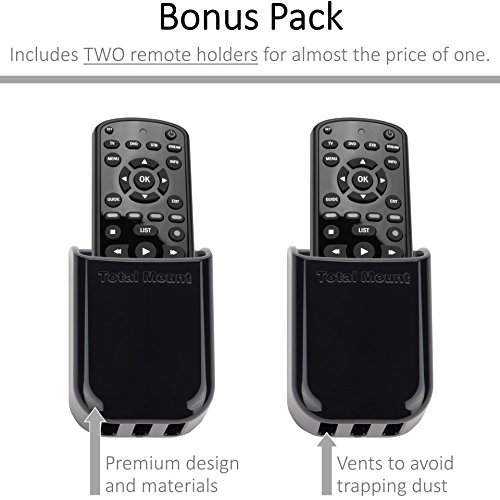 Totalmount Universal Remote Control Holders (2 Pack) – Attach To Wall Or Back Of Tv – Compatible With All Tv Remotes (Premium Black, Medium) #TOP2