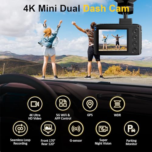 Dash Cam Front and Rear: 4K+2.5K Dual Channel Dash Cam-5GHz WiFi, GPS Dash Camera for Cars - image 3
