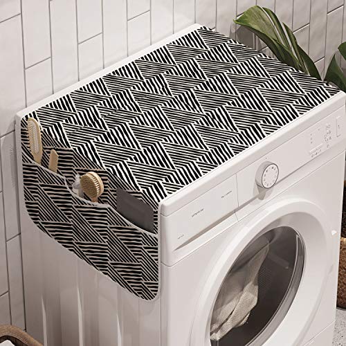 Ambesonne Abstract Washing Machine Organizer, Monochrome Design Triangles Artwork of
