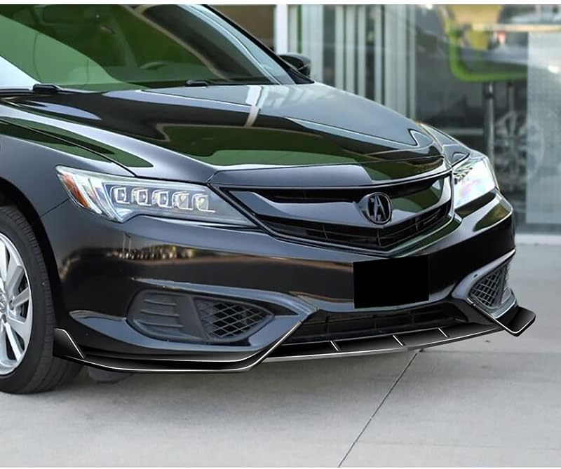 HYPERSPEED Front Bumper Spoiler Lip 3PCS ABS STP-Style Fit for 2016 2017 2018 Acura ILX Sedan 4DR, Car Mods Exterior Accessories Replacement Parts Assembly, Air Chin Body Kit Splitter (Painted Black)