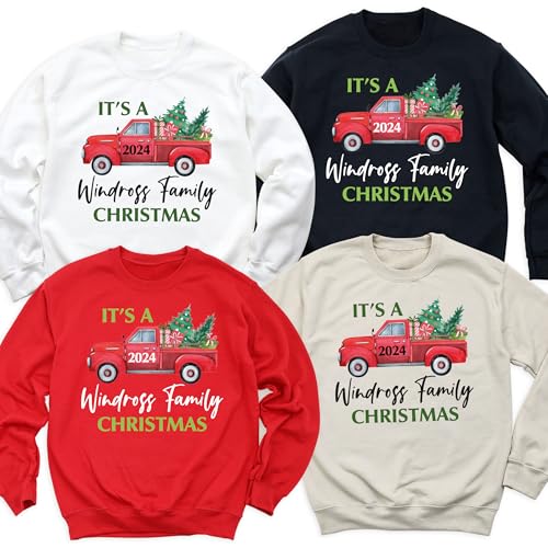 Personalized Red Truck 2024 Design Christmas Sweatshirts for Women, Men & Unisex Hoodies2