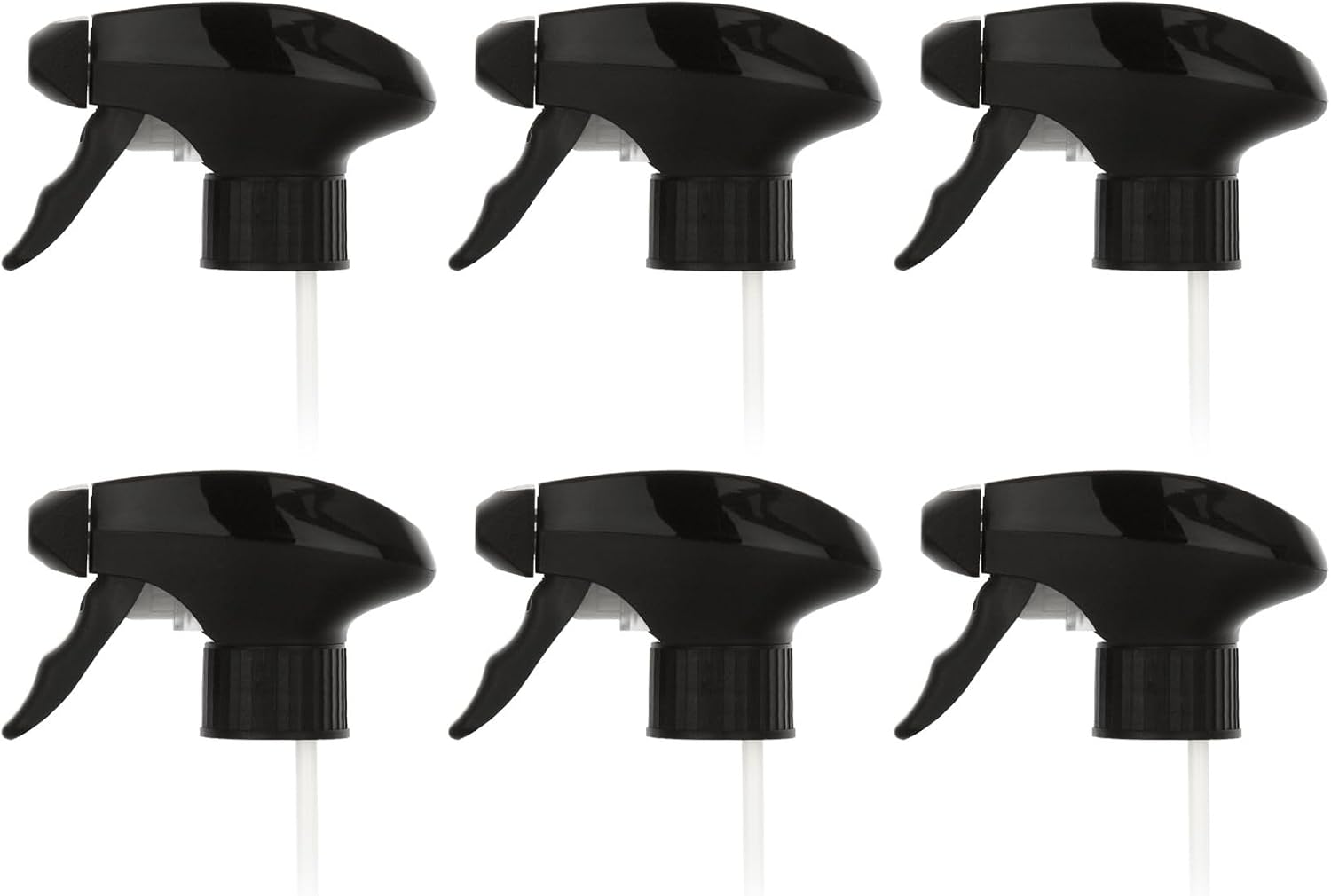 6 x Trigger Sprayer Spray Bottle Top Replacement Trigger Spray Nozzle Head For Garden, Cleaning, Kitchen, Home, Office, Plant Misting, Water, Car Detailing, Standard Neck Fit 28-410, Black