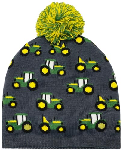John Deere Ombre Blue Knit Tractor Beanie Stocking Cap Sherpa Fleece Lined Toddler Size 2T-4T