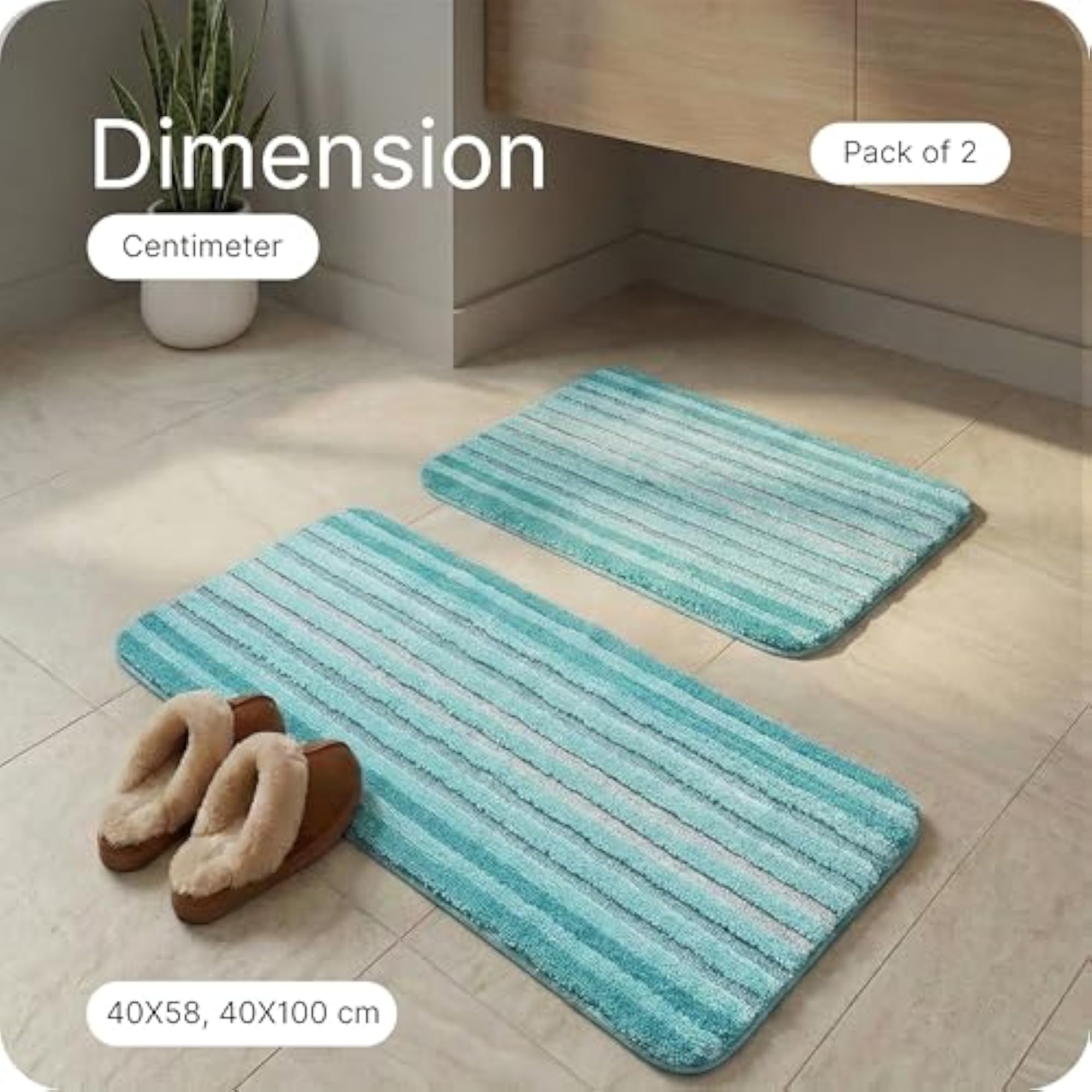 Turq Microfiber Bathmat & Runner, 40X58, 40X100 cm